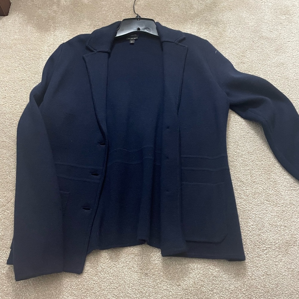 Talbots Blue Blazer Elegant Knit Suit Jacket